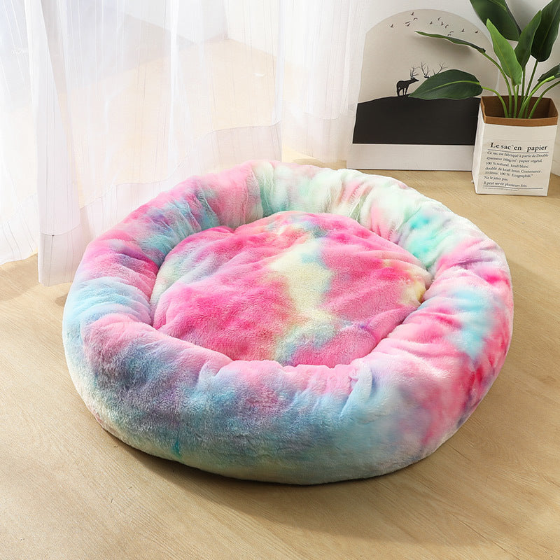 Dog kennel cat kennel round long-haired hair velvet autumn and winter nest pad