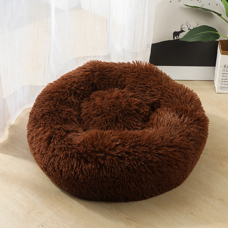 Dog kennel cat kennel round long-haired hair velvet autumn and winter nest pad