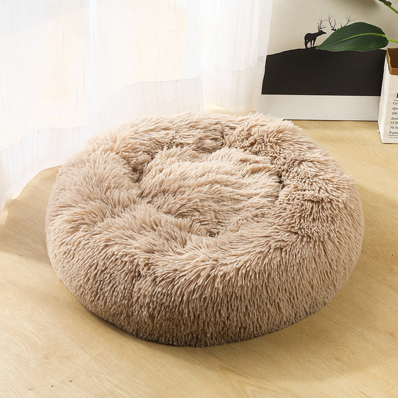 Dog kennel cat kennel round long-haired hair velvet autumn and winter nest pad