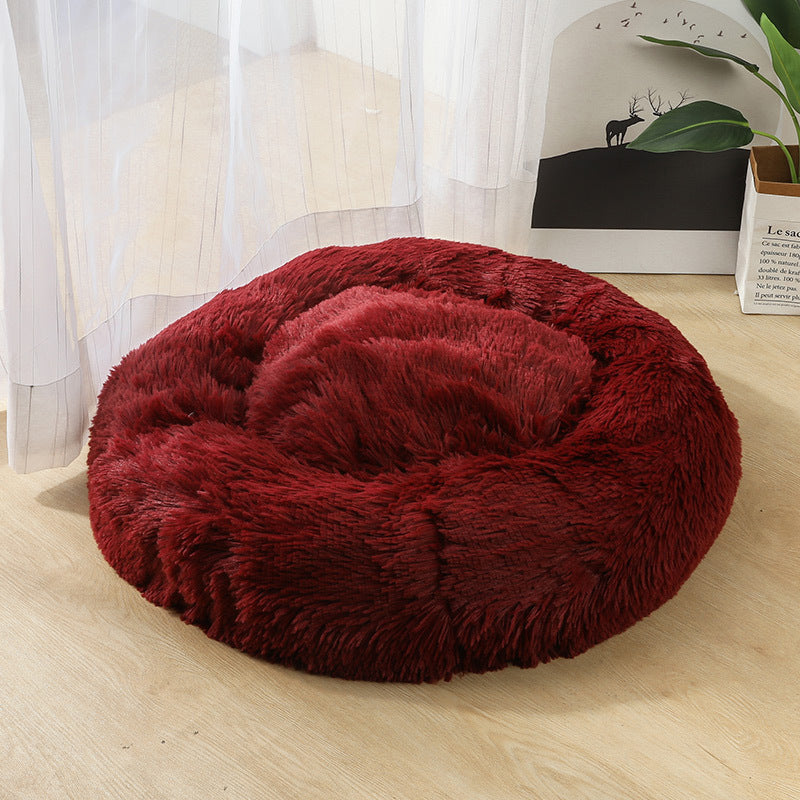 Dog kennel cat kennel round long-haired hair velvet autumn and winter nest pad