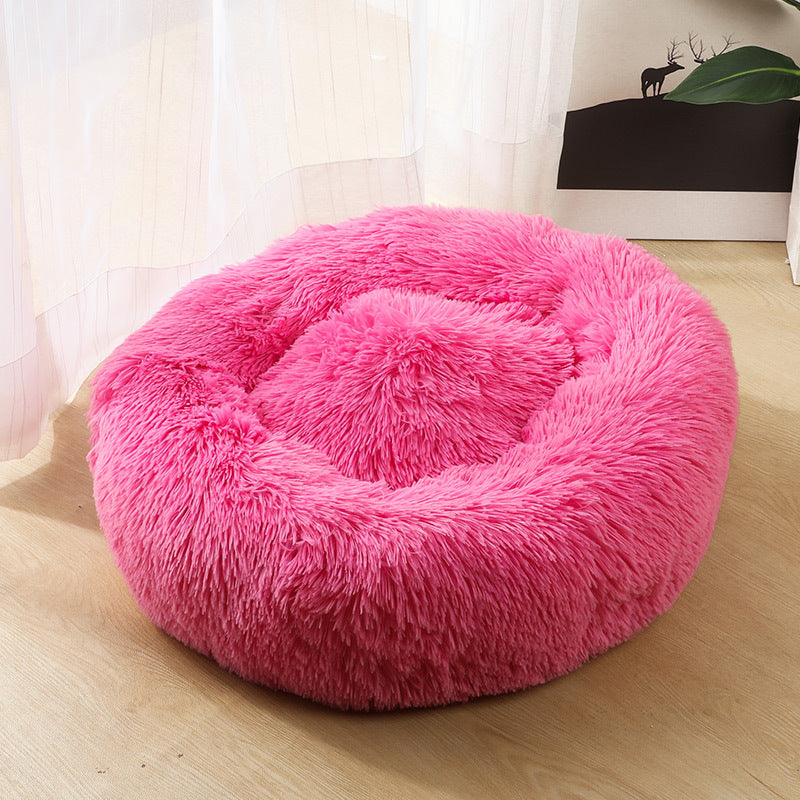 Dog kennel cat kennel round long-haired hair velvet autumn and winter nest pad