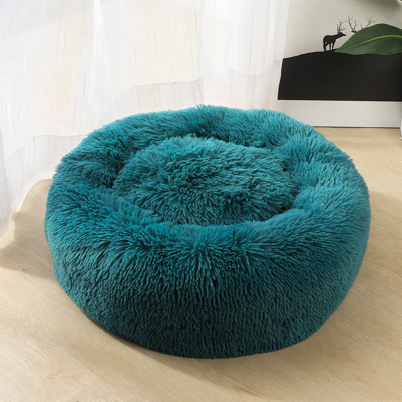 Dog kennel cat kennel round long-haired hair velvet autumn and winter nest pad