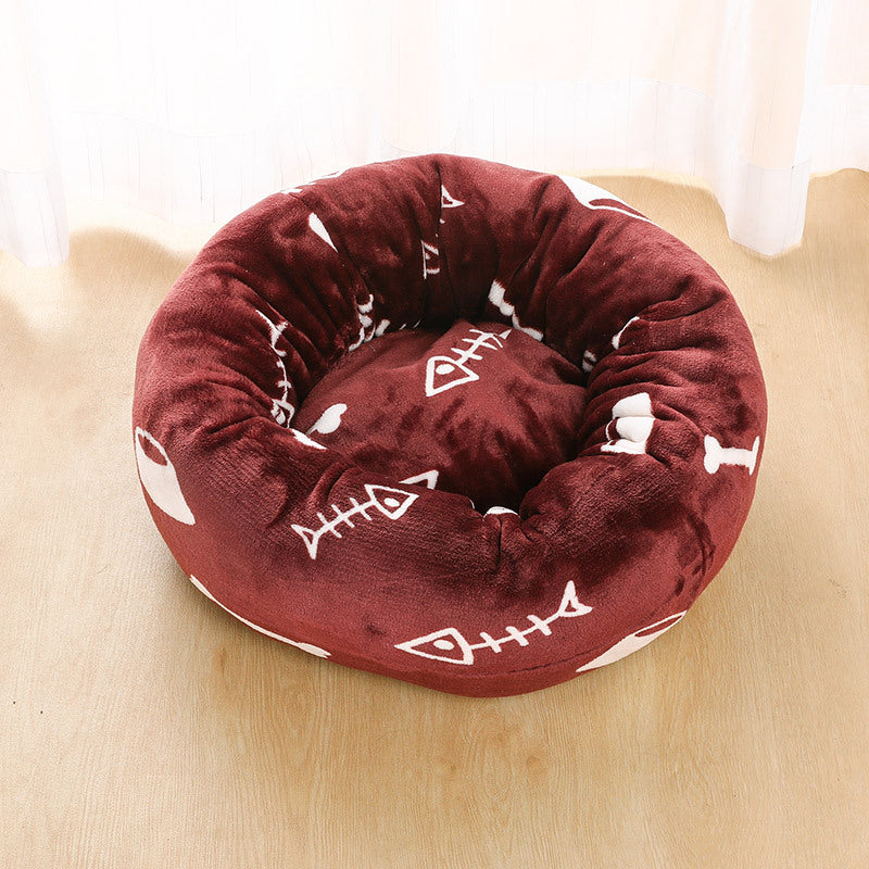 Dog kennel cat kennel round long-haired hair velvet autumn and winter nest pad