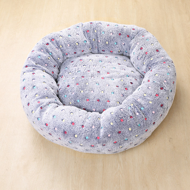 Dog kennel cat kennel round long-haired hair velvet autumn and winter nest pad