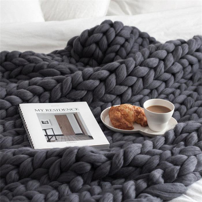 Merino Wool blanket hand-woven super thick wool blanket arm knit air conditioning blanket