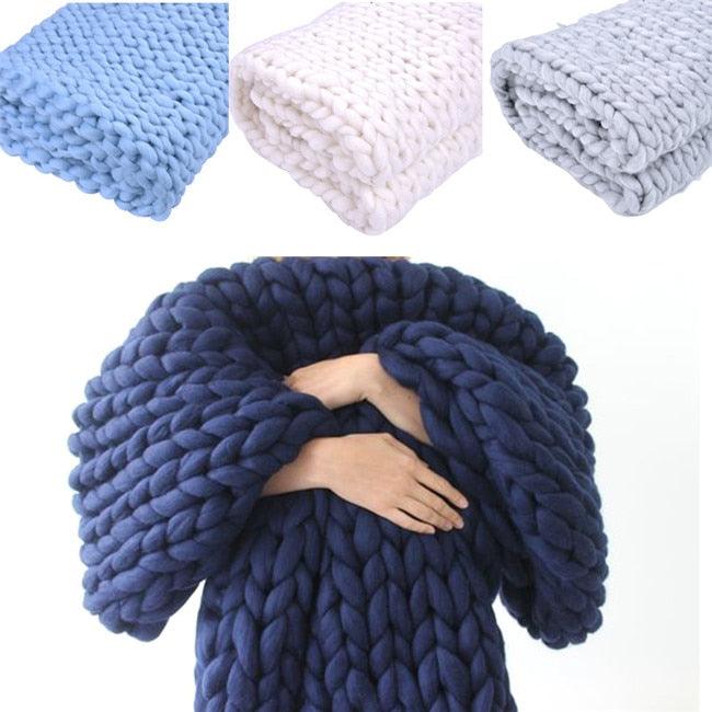 Merino Wool blanket hand-woven super thick wool blanket arm knit air conditioning blanket