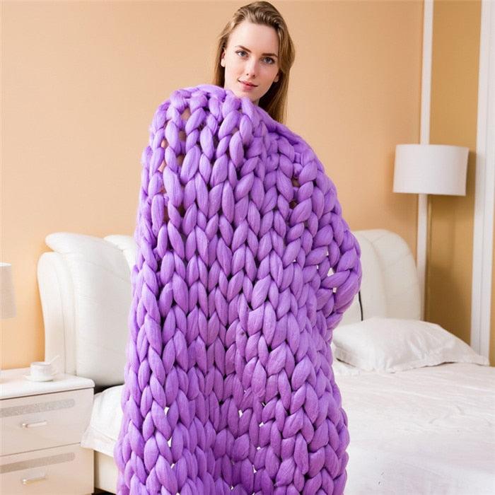 Merino Wool blanket hand-woven super thick wool blanket arm knit air conditioning blanket