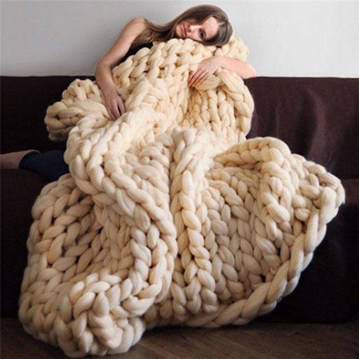 Merino Wool blanket hand-woven super thick wool blanket arm knit air conditioning blanket