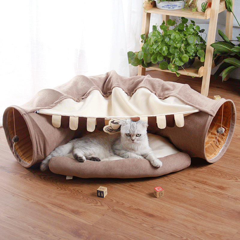 Cat toy collapsible cat tunnel cat passageway removable and washable totoro