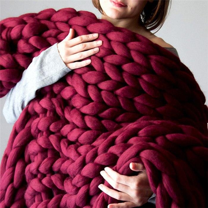 Merino Wool blanket hand-woven super thick wool blanket arm knit air conditioning blanket