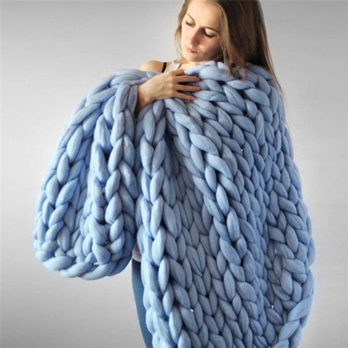 Merino Wool blanket hand-woven super thick wool blanket arm knit air conditioning blanket