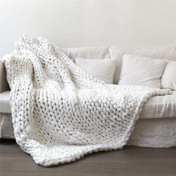 Merino Wool blanket hand-woven super thick wool blanket arm knit air conditioning blanket