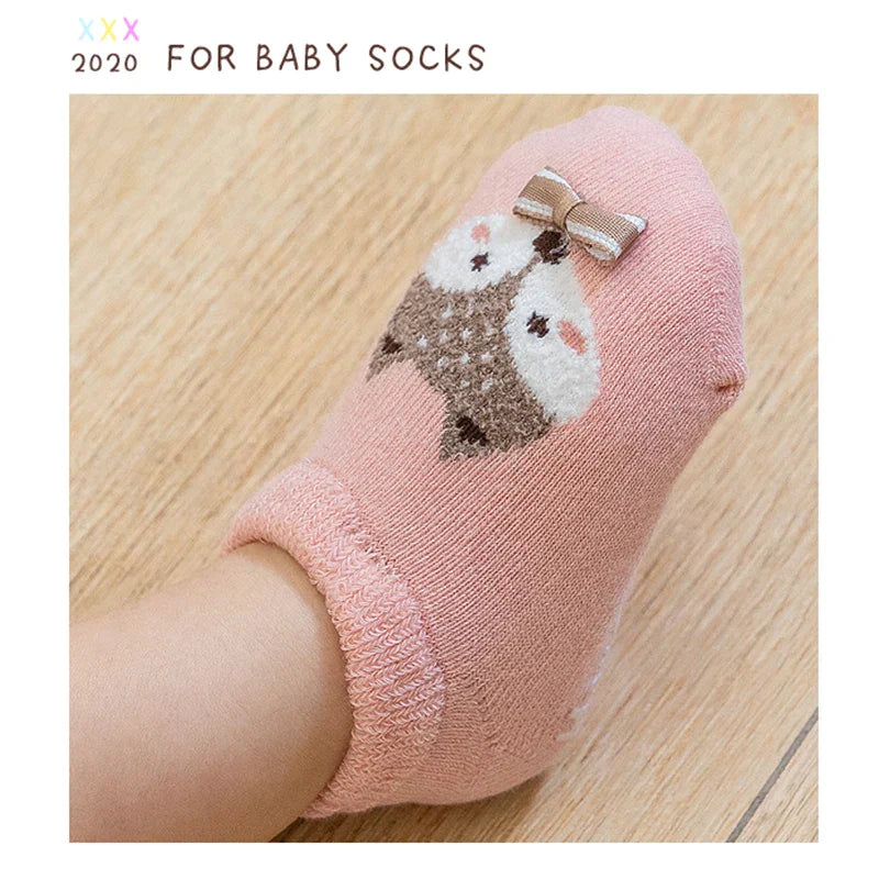 Autumn Winter Cotton Baby Boys Girls Low Cut Ankle Socks Rubber Slip-resistant Floor Socks Infant Kids Socks Spring Soft Shoes