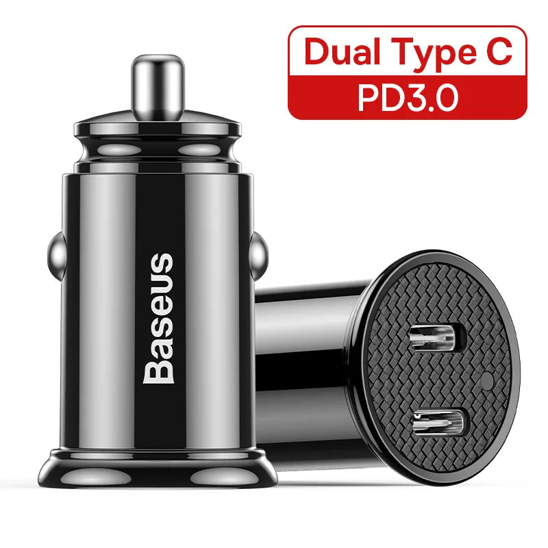 Baseus 30W USB Car Charger Quick Charge 4.0 3.0 FCP SCP USB PD For Xiaomi iPhone 15 14 Pro Max Fast Charging Car Phone Charger