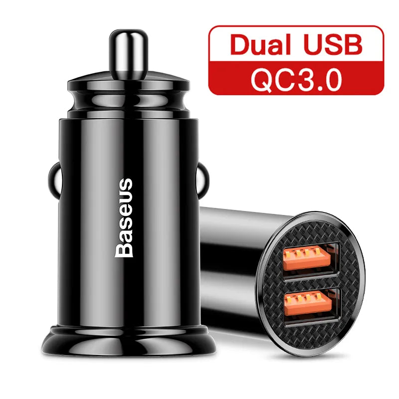 Baseus 30W USB Car Charger Quick Charge 4.0 3.0 FCP SCP USB PD For Xiaomi iPhone 15 14 Pro Max Fast Charging Car Phone Charger