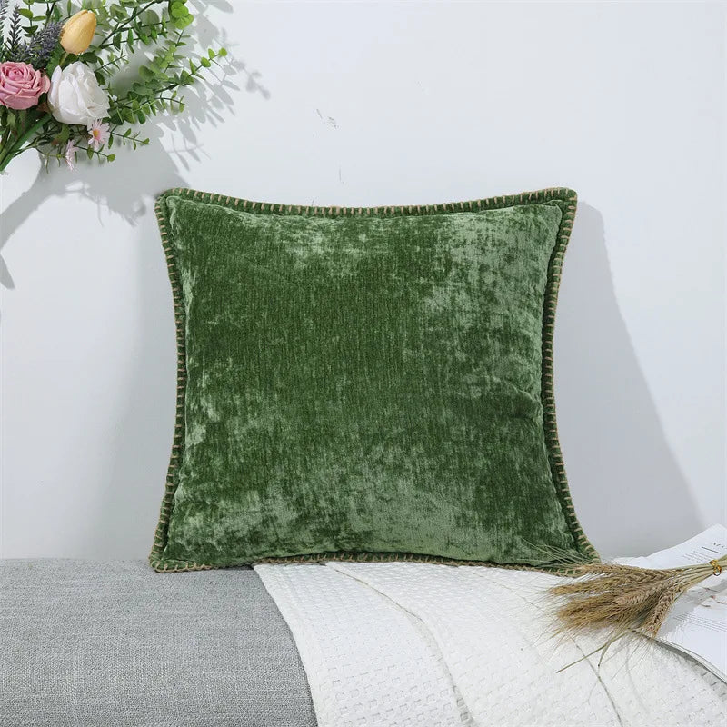 Chenille Cushion Cover Green Throw Pillow Covers Decorative Pillows for Sofa Living Room Home Decoration Back Cushion Luxury Red