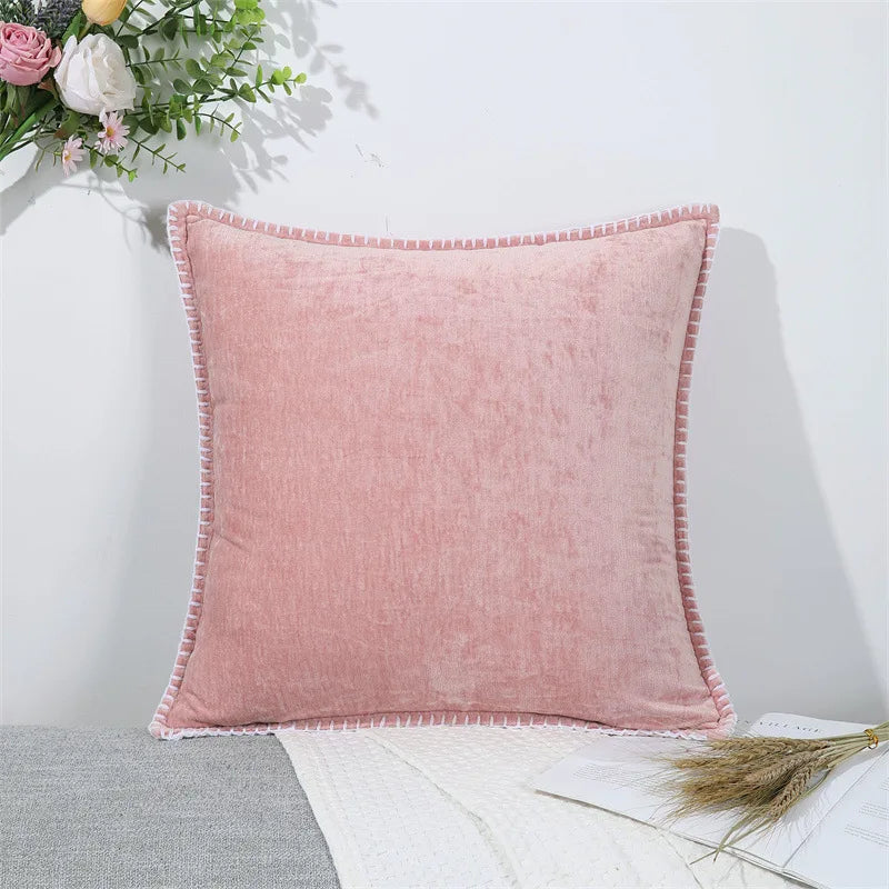 Chenille Cushion Cover Green Throw Pillow Covers Decorative Pillows for Sofa Living Room Home Decoration Back Cushion Luxury Red