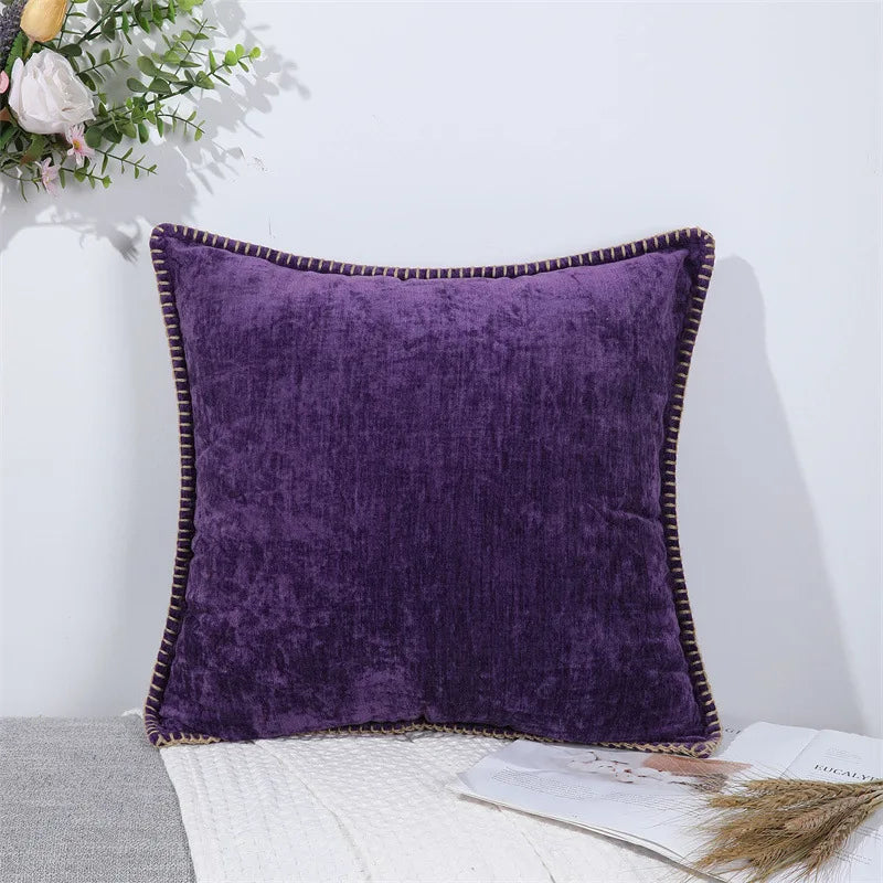 Chenille Cushion Cover Green Throw Pillow Covers Decorative Pillows for Sofa Living Room Home Decoration Back Cushion Luxury Red