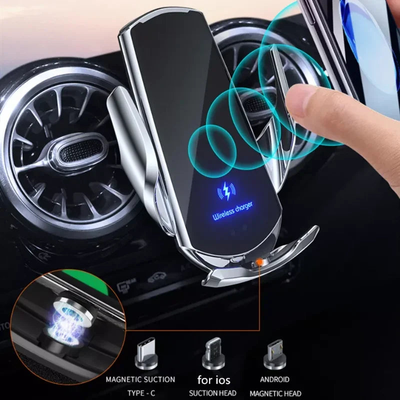 20W Car Phone Holder Wireless Charger Air Vent Clip Stand Fast Charging Station For iPhone 15 14 13 12 11 Samsung Xiaomi Huawei