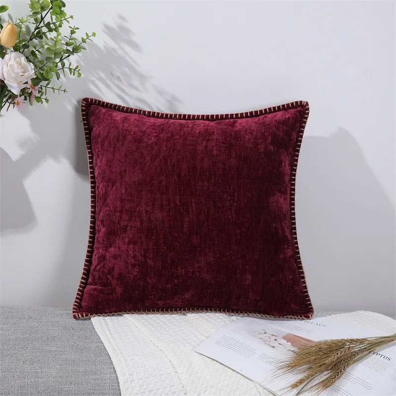 Chenille Cushion Cover Green Throw Pillow Covers Decorative Pillows for Sofa Living Room Home Decoration Back Cushion Luxury Red