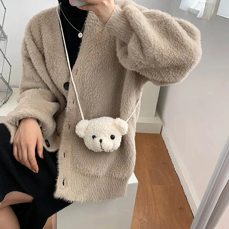 Cute Bear Plush Shoulder Bag For Children Kids Cartoon Messenger Bags kawaii Plush Purses little Girls Stuffed Animals Backpack