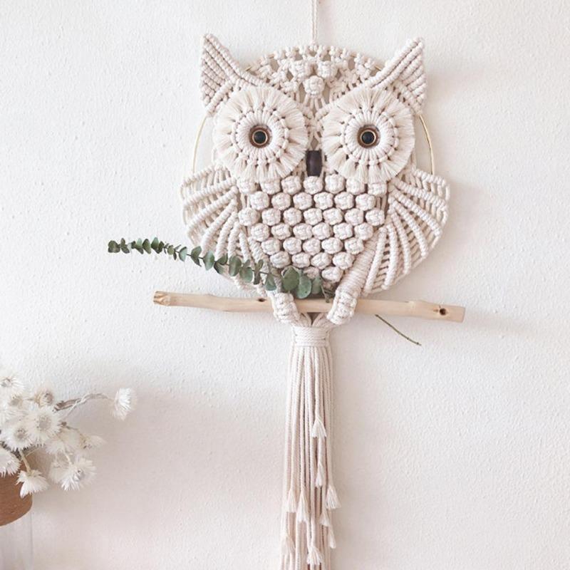 Handmade Owl Macrame Wall Hanging Tapestry