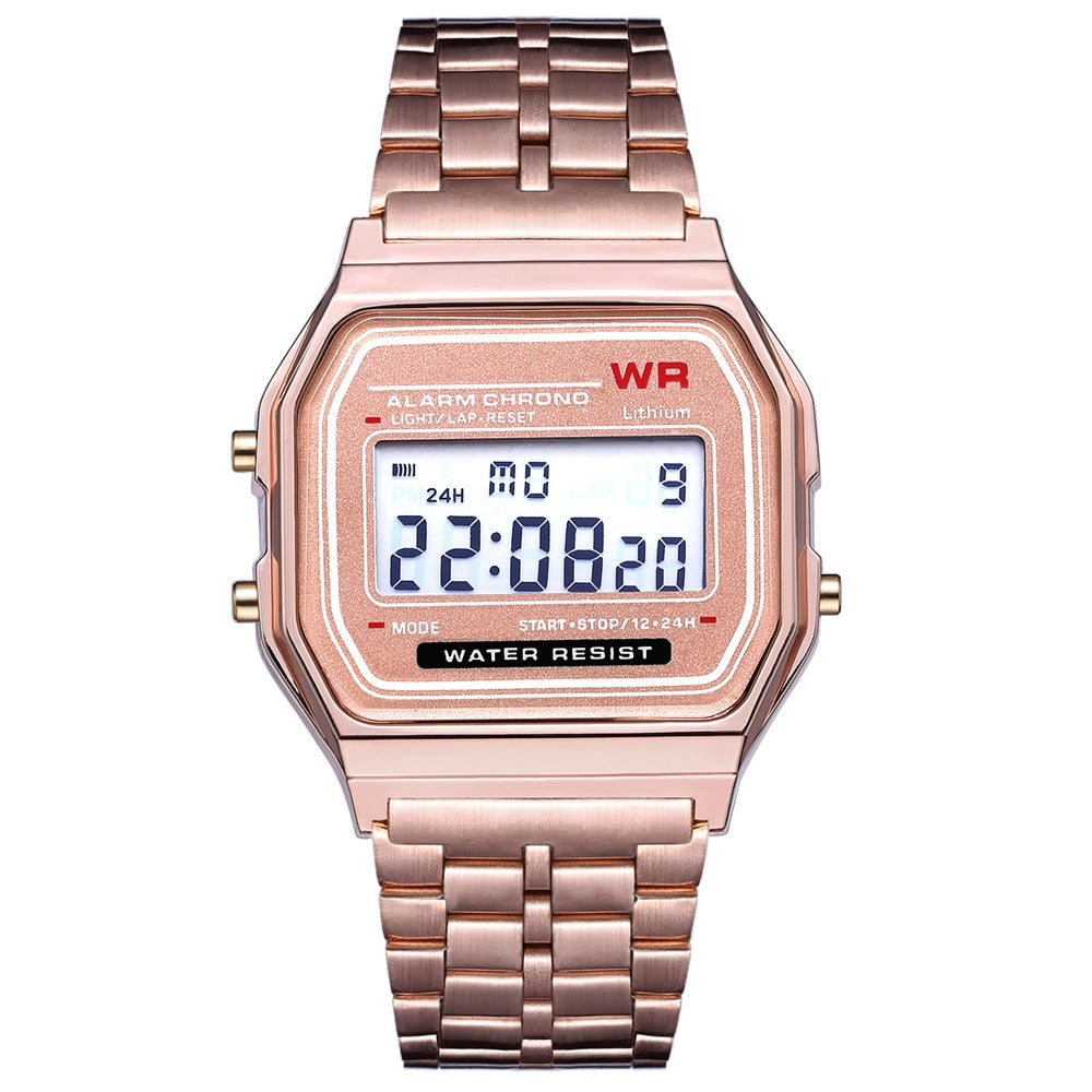 Rose Gold Silver Watches Men Women Electronic Digital Display