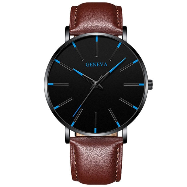 Fashion Ultra-Thin Men's Watch, Simple, Stainless Steel Mesh Band, Quartz Watch.