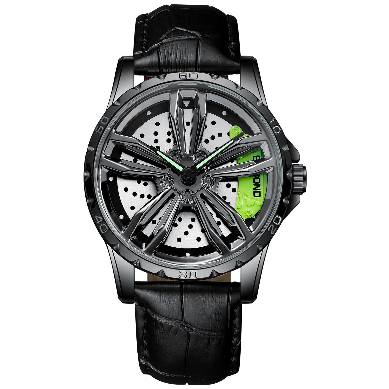 Men's watches car wheel, waterproof, sport, stainless steel.