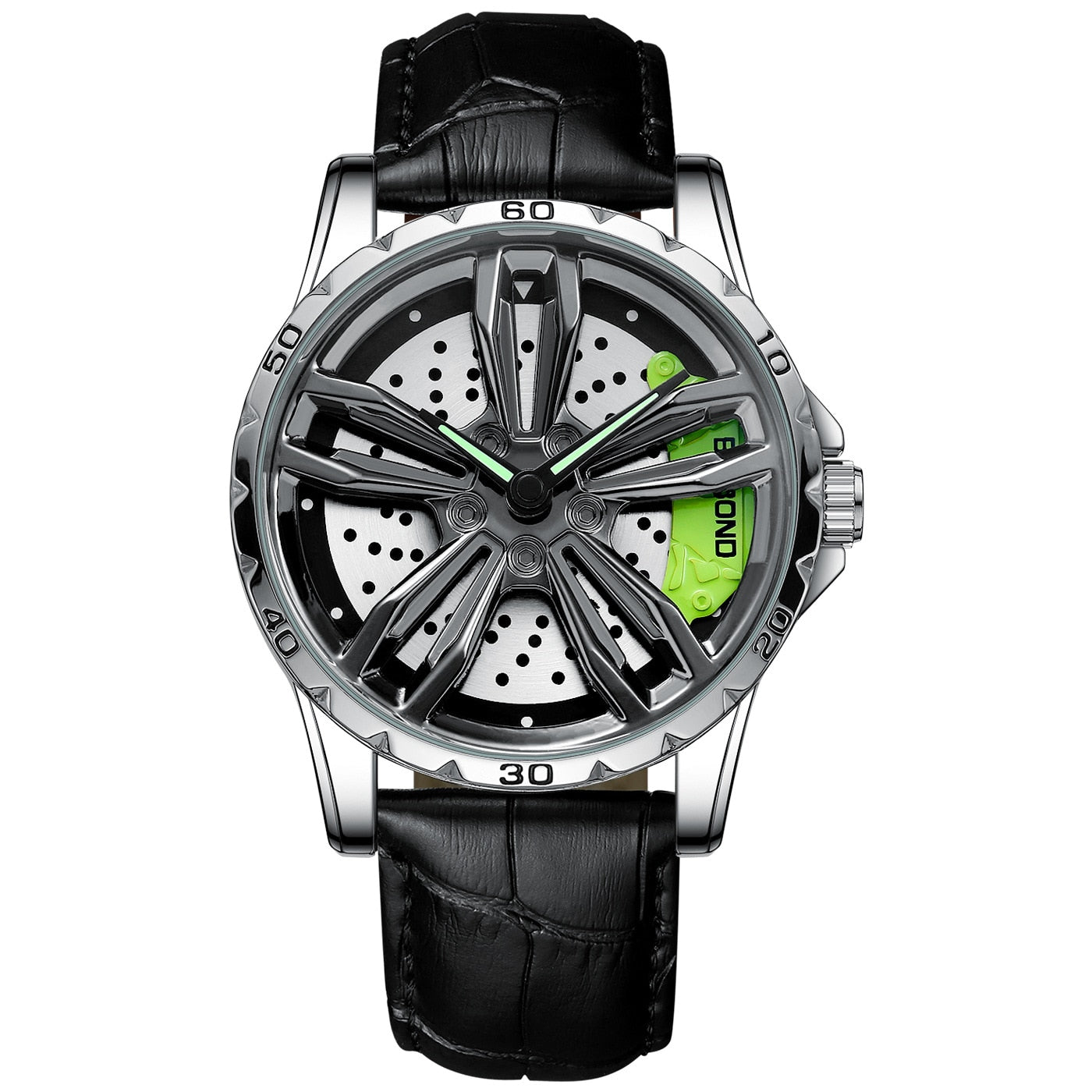 Men's watches car wheel, waterproof, sport, stainless steel.