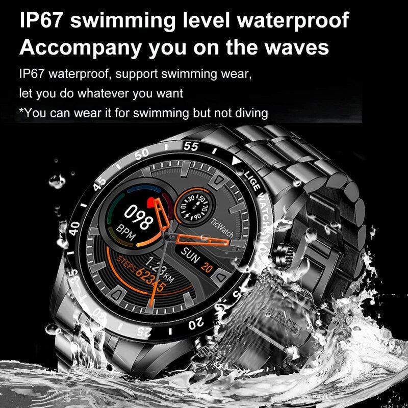 Sports Smartwatch for Men - Smart Watch, Phone Call Answering, Touch Screen, Fitness Tracker, IP67 Waterproof.