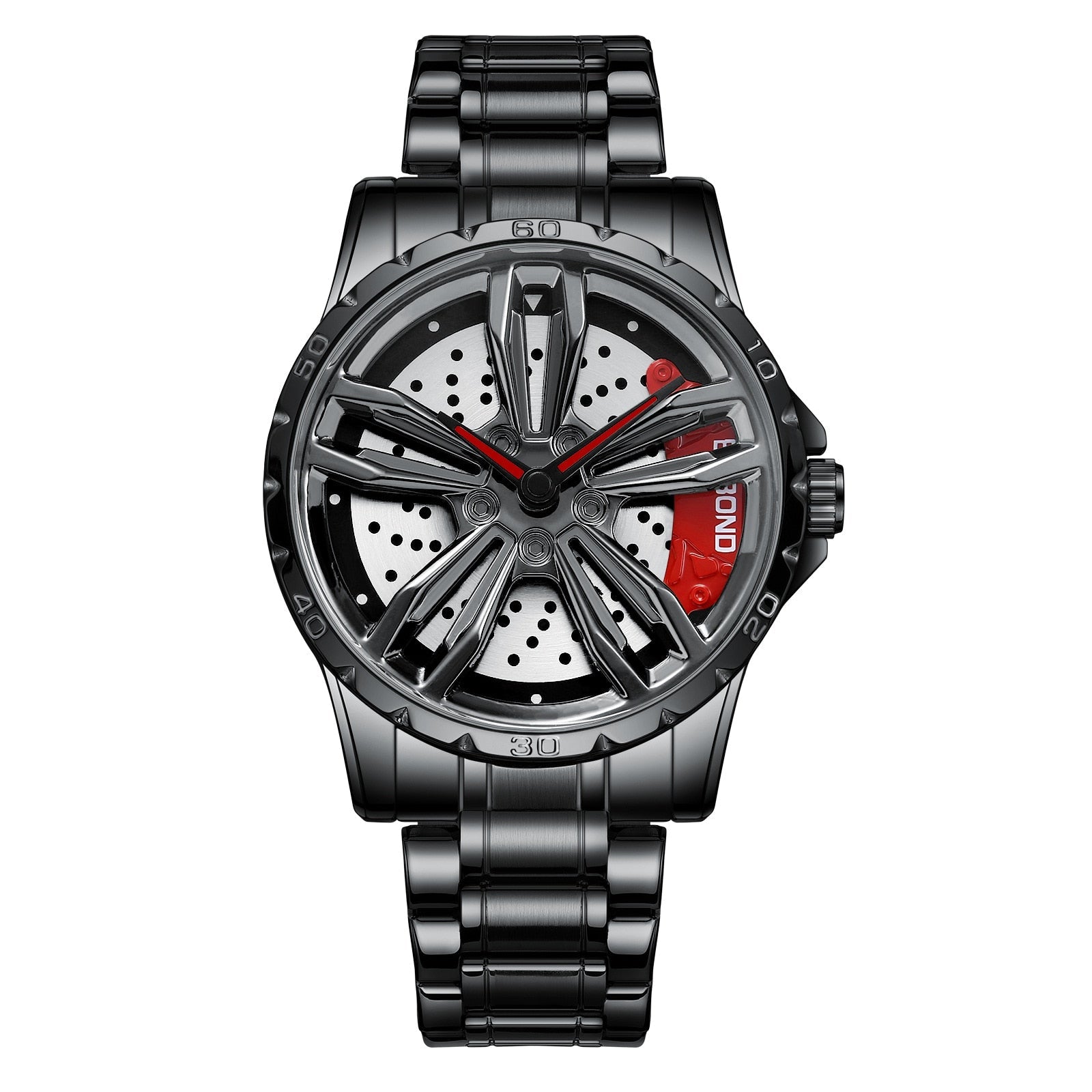 Men's watches car wheel, waterproof, sport, stainless steel.