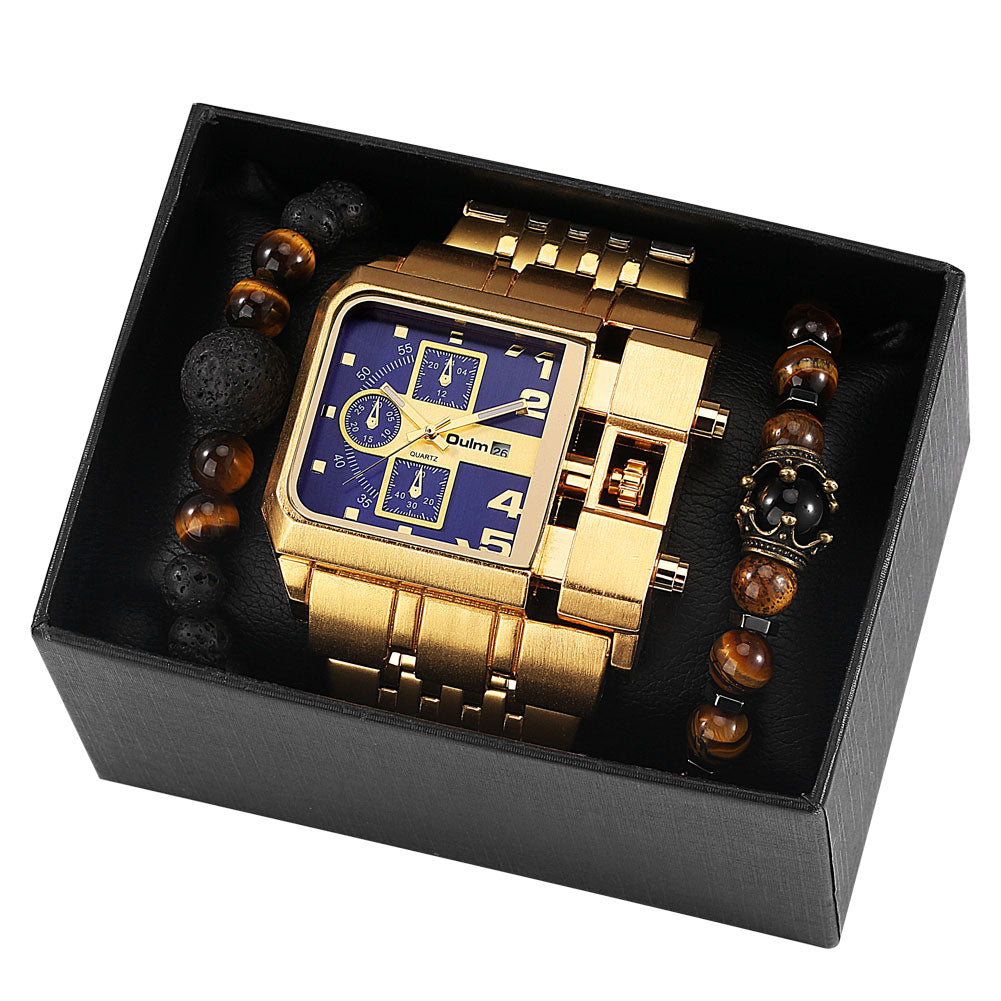 Gift Set for Men: Luxury Watches with Stainless Steel Bracelet, Large Dial, Quartz Watches.