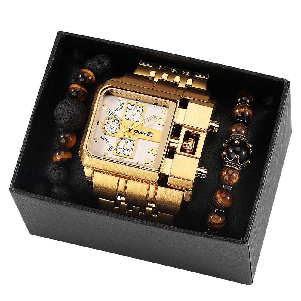 Gift Set for Men: Luxury Watches with Stainless Steel Bracelet, Large Dial, Quartz Watches.