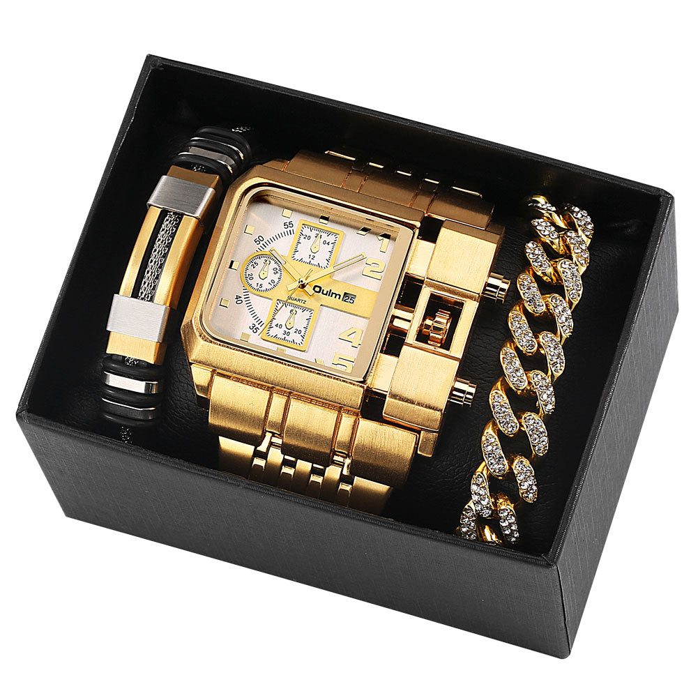 Gift Set for Men: Luxury Watches with Stainless Steel Bracelet, Large Dial, Quartz Watches.