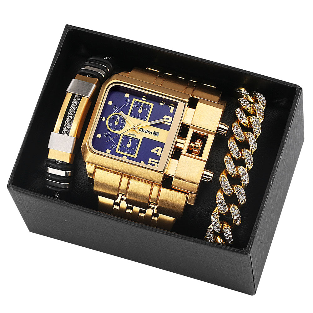 Gift Set for Men: Luxury Watches with Stainless Steel Bracelet, Large Dial, Quartz Watches.