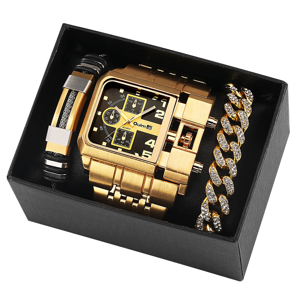 Gift Set for Men: Luxury Watches with Stainless Steel Bracelet, Large Dial, Quartz Watches.